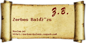 Zerbes Balázs névjegykártya